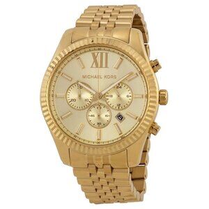 NWT Authentic Michael Kors Lexington Chronograph Champagne Dial Men's Watch